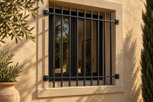 Ilustración de rejas para ventanas y seguridad